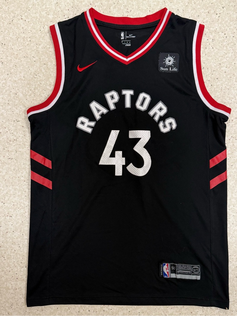 Nike Toronto Raptors Pascal Siakam Black Red and White Basketball Jersey #43